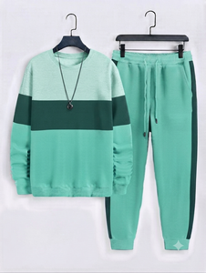 Conjunto Deportivo para Hombre, Estilo Color Block, Pantalones con Cordón y Bolsillos Laterales, Sudadera con Capucha y Manga Larga, Ropa de Invierno 100% - Product Image 2