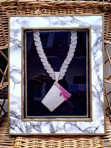 Collar con Colgante Hiphop S925, Chapado en Oro Blanco de 18K, Cadena de Cuerda, Cristal y Diamantes de Imitación, para Uso Diario Masculino, Certificado - Product Image 5