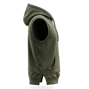Sweat-shirt à capuche sans manches pour homme, en polaire écologique, coupe décontractée, avec poche, longueur normale, pour l'hiver - Product Image 3