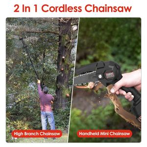 2-in-1 Cordless Pole Saw <b>Mini</b> Electric <b>Chainsaw</b> Adjustable Length 1500mAh Battery 2pcs 2Pcs Cordless Chain Saw Product <b>Chainsaws</b> - Product Image 2