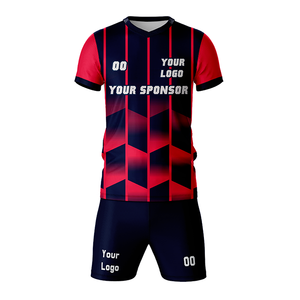 Ensemble de maillots de football personnalisés, col en V, manches courtes, sublimés, 100% polyester, toutes saisons, avec le nom et le numéro de votre équipe - Product Image 1