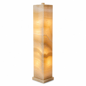 Lampe de chevet sculptée à la main en onyx naturel, sculpture en forme de pilier, artisanat en pierre Feng Shui pour chambre à coucher et salon - Product Image 1