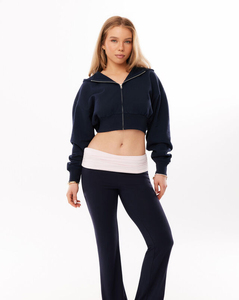 Sudadera Corta Holgada para Mujer, Sensación de Algodón Suave, Manga Larga, para Correr, Hacer Ejercicio, Moda Casual y Comodidad Diaria - Product Image 3