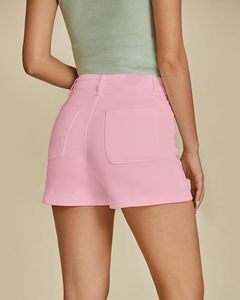 Shorts de Mezclilla Rosa para Mujer, Color Sólido, Casuales, de Algodón Tejido, Corte Regular, Ecológicos, Estilo Vintage, Últimos Modelos, Nueva Colección Abdul - Product Image 2