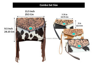 Nuevo Conjunto Combinado personalizado de gran capacidad de 2 piezas, de cuero bolso de mano de vaca y bolso de mano, conjuntos duraderos de nuevo diseño - Product Image 2