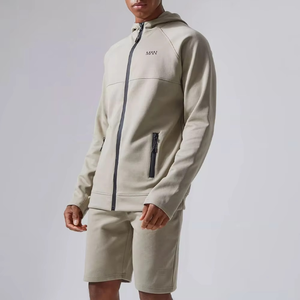 Chaqueta con Capucha y Cremallera para Hombre, con Bolsillos Laterales, Color Sólido, Conjunto Informal para Otoño, Tejido Transpirable de Poliéster - Product Image 3