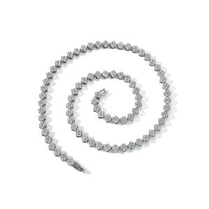 Women's 14k Gold Plated S925 <b>Silver</b> Rhodium Plated Lab Grown Diamond Flower Necklace Round Brilliant Cut Hiphop Luxury <b>Chain</b> - Product Image 1