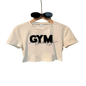 เสื้อครอปแขนสั้นคอกลมสไตล์สตรีทแวร์ ระบายอากาศได้ดี ผลิตจากผ้าฝ้ายถัก 100% พิมพ์ลายโลโก้ สำหรับผู้หญิง - Product Image 2