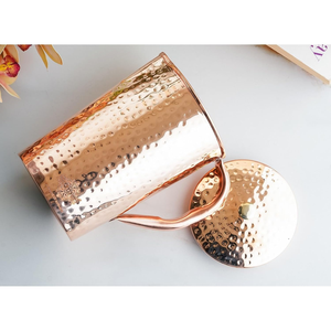Pichet à eau en cuivre martelé avec couvercle, fait main, en métal, pour la maison, l'hôtel et les fêtes - Product Image 3