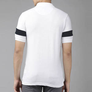 Polo pour homme à blocs de couleur, manches courtes, tricoté, style décontracté, noir, blanc, gris - Product Image 2