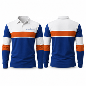 Camisa de Rugby a Rayas de Manga Larga para Hombre, Cuello Alto, Corte Regular, para Todas las Temporadas, 100% Algodón, Transpirable, Anti-UV - Product Image 4