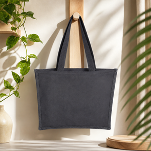 Reusable Black Jute Grocery Tote | Cotton Webbing Handle Eco Friendly Shopping Bag Promotional Gift Wholesale Supplier Custom - Product Image 4