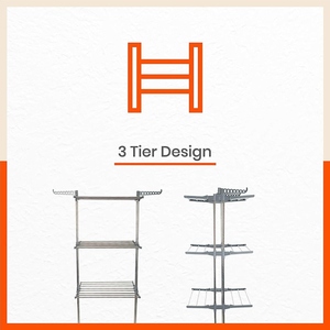 Tendedero de ropa de 3 niveles con ruedas, diseño de última generación, tendedero móvil para interiores, plegable, con opción de personalización. - Product Image 3