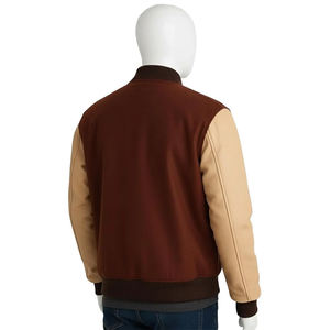 Veste bomber universitaire en laine pour adulte, col montant, coupe-vent, avec logo brodé, collection automne-hiver, en promotion - Product Image 2