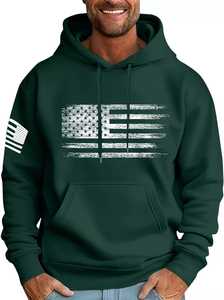 Sweat-shirt à capuche vert pour homme en molleton de coton, coupe classique, décontracté, pour l'hiver, 300g, respirant, écologique - Product Image 6