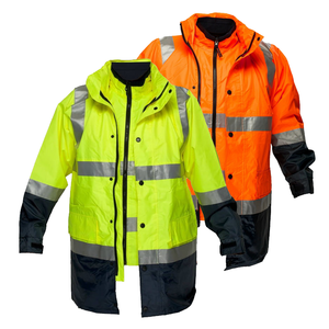 Hi Vis Safety Jacket Waterproof Parka Reflective Two Tone Workwear Construction Security High Visibility Winter <b>Coat</b> - Product Image 1