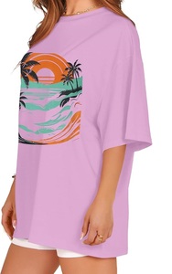 Nouveau design T-shirt décontracté pour femme imprimé numériquement 100 % coton à manches mi-longues, grande taille, épaules tombantes, confortable, fabriqué au Bangladesh - Product Image 5