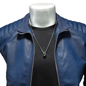 เสื้อโค้ทหนังงูลำลองสำหรับผู้ชายแจ็คเก็ตหนัง PU สีดำเสื้อโค้ทสำหรับขี่มอเตอร์ไซค์สีทึบสำหรับฤดูใบไม้ร่วงฤดูหนาว - Product Image 3