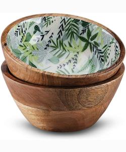 Ensemble de bols à salade écologiques en bois avec autocollant émaillé, bol à fruits design, cuillères à salade, ustensiles de cuisine - Product Image 4