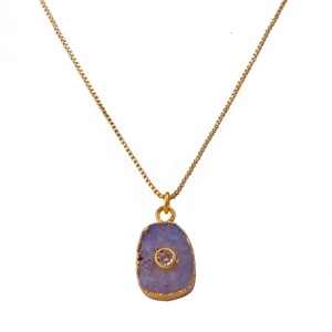 Collar de Moda con Colgante de Piedra Lunar Arcoíris Natural, Piedra de Nacimiento de Junio, Piedra Curativa, Cadena de Latón Chapado en Oro, Hecho a Mano - Product Image 2