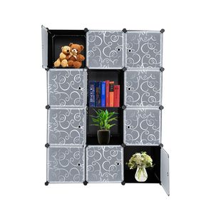 Armadio componibile a 12 cubi con ante, contenitori e scaffali per l'organizzazione degli oggetti RT - Product Image 1