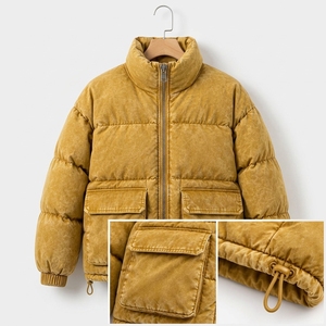 Mens Mustard <b>Yellow</b> <b>Puffer</b> <b>Jacket</b> Winter Quilted Warm Lightweight Zip Up High Collar Insulated Outdoor Coat - Product Image 1