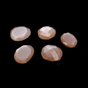 Natural <b>Peach</b> Moonstone Faceted Rose Cut Loose Flat Back Gemstones For Jewelry Making For Ring Earrings Setting Stone Slices - Product Image 3