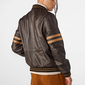 Veste d'hiver pour homme, style streetwear, fermeture éclair, en cuir de veau et doublure en polaire pour une tenue chaude - Product Image 4