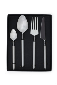 Ensemble de couverts modernes en résine blanche, 4 pièces, tiges fines et rondes, en acier inoxydable, vaisselle de table - Product Image 2