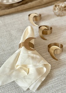 Elegant Gold Crescent Moon Napkin Rings For Ramadan And Eid <b>Table</b> Decor Modern <b>Matte</b> Gold Moon Napkin Holder - Product Image 4