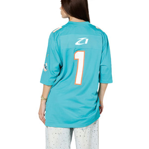 Maillot de football américain respirant en maille bleu sarcelle, col en V oversize, imprimé numéro, streetwear, chemise de sport bleu clair, fabricant OEM - Product Image 5