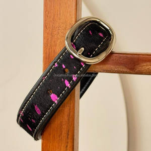 Accessoires pour animaux de compagnie ODM OEM Collier de chien en cuir de vachette métallique avec boucle en métal et anneau en D Collier pour animaux de compagnie en cuir véritable écologique - Product Image 4