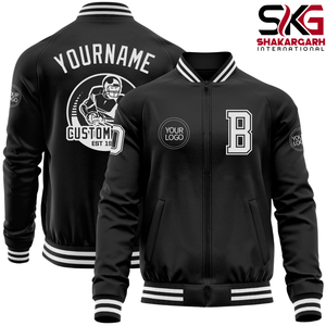 Custom Men Varsity <b>Jacket</b> <b>Fleece</b> <b>Lined</b> Zip Up Letterman Bomber <b>Jacket</b> Name Number School Club Wear - Product Image 1