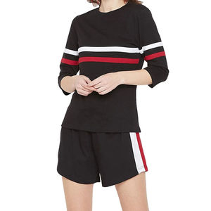 Conjunto de Camiseta y Pantalones Cortos de Verano para Mujer de Alta Calidad, Conjunto Informal de Dos Piezas de Punto Sólido, OEM ODM Venta al Por Mayor - Product Image 3