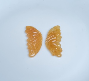 Natural Yellow Jade Angel <b>Wings</b> Carving Pair Hand Carved Gemstone <b>Wings</b> for Jewelry Making Pendant Craft & Wholesale - Product Image 2