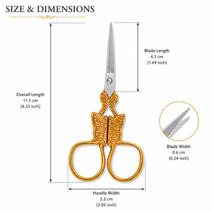 Ciseaux de couture à manche en métal doré, lame tranchante en acier inoxydable, outils de bricolage et de beauté, petite taille - Product Image 3