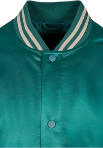 Veste universitaire pour homme vert émeraude, couleur unie, finition satinée, col rabattu, vêtement décontracté d'automne, coupe classique - Product Image 4