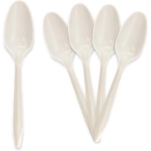 1000 Cucchiaini di Plastica Monouso di Peso Medio, Robusti, per Catering e Feste (Cucchiaini Bianchi) - Product Image 1