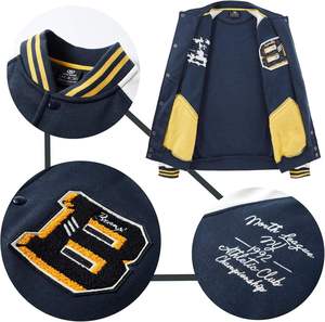 Veste varsity en laine pour homme, col montant, fermeture éclair, respirante, séchage rapide, vêtement d'extérieur décontracté pour l'hiver - Product Image 5