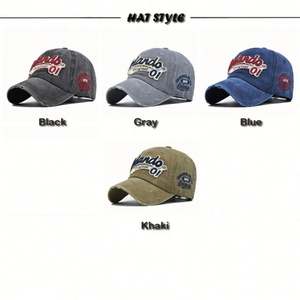 Gorra de béisbol vintage deportiva unisex personalizada con parche tejido en relieve, tela de malla común, efecto desgastado y visera curva - Product Image 2