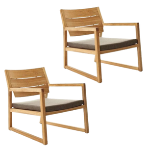 Fauteuils de salon de jardin avec coussin bas en teck naturel, canapés de jardin, canapé une place - Product Image 4