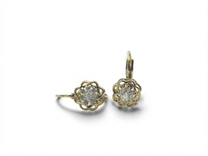 14K Yellow Gold Lab Grown Diamond Cluster Flower Lever back <b>Earrings</b> <b>Fine</b> Jewelry Gift For Women Girls Anniversary Birthday Gift - Product Image 5