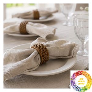 Anneau de serviette en rotin tressé fait main, accessoire de table pour mariage sur la plage, dîner, restaurant et décoration de table à domicile - Product Image 5