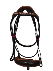 Brida de doma hecha a mano, banda de cejas de cristal de piedra tostada y acolchado suave con Riendas de tela para directamente desde la India. - Product Image 3