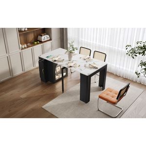 Tavolo da Pranzo Allungabile TREXM con 3 Piani Centrali Rimovibili, Tavolo Mobile con Ruote e Presa di Corrente, Salvaspazio, Prodotto per Cabine - Product Image 6