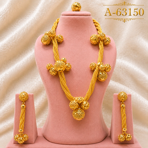 Conjunto de Joyería Étnica Chapada en Oro, Collar y Aretes con Diseño de Borlas, para Mujer, de Aleación, Modelo A-63148 - Product Image 4