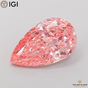 เพชรทรงลูกแพร์คุณภาพสูง ผ่านการรับรองจาก IGI ผลิตด้วยวิธี CVD สีชมพูสดใสแฟนซี ความใส VS1 น้ำหนัก 4.50 กะรัต สำหรับแหวนแต่งงาน - Product Image 1