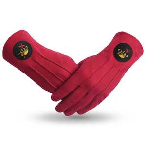 Gants rouges en coton longueur poignet, motif emblème maçonnique, impression par transfert thermique, style uni, chaleur hivernale, usage quotidien, séchage rapide, respirants - Product Image 1