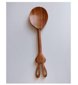 Hot Selling Eco-Friendly Natural Wood <b>Salad</b> Server Set Resin Handle Dishwasher Safe for American Style <b>Salad</b> <b>Tools</b> Supermarkets - Product Image 4