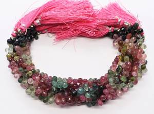 Perles de tourmaline naturelle multicolores facettées en forme de larme 4x6 MM, perles goutte de pierres précieuses multicolores, brin de 8 pouces, perles de tourmaline multicolores - Product Image 4